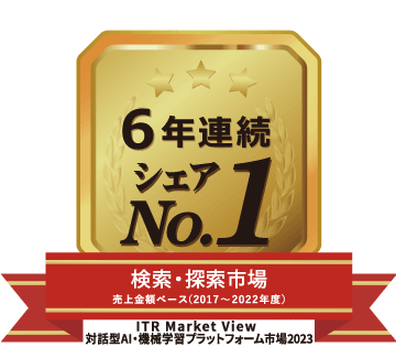 検索・探索市場ベンダー別売上金額ベース6年連続シェア 1位（2017～2022年度）