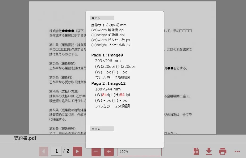 画素数情報をビューワから確認