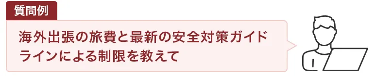質問例：海外出張の旅費と最新の安全対策ガイドラインによる制限を教えて