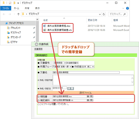 ドラッグ&ドロップのイメージ図