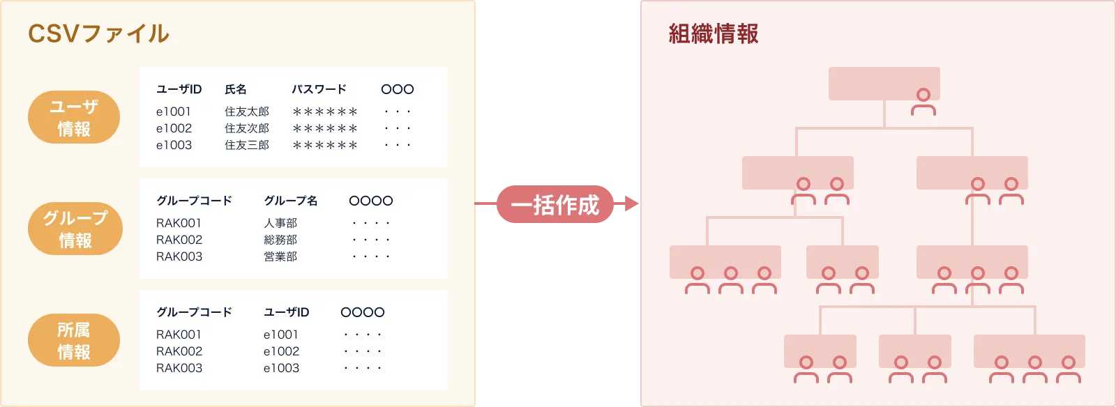 組織情報の登録イメージ