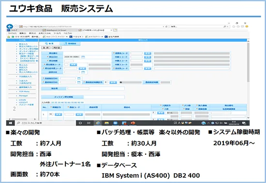 楽々Framework3で開発した販売システム画面