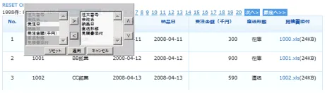 項目の表示／非表示切替