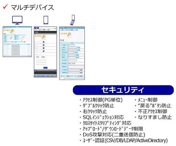 マルチブラウザ・マルチデバイス対応、セキュリティ対応（非機能要件対応）