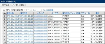 操作ログ情報一覧