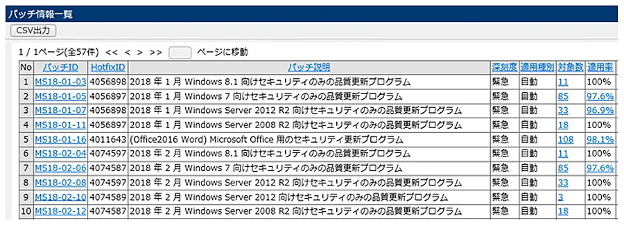 パッチ情報一覧