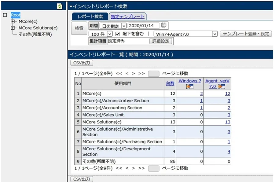 インベントリレポート