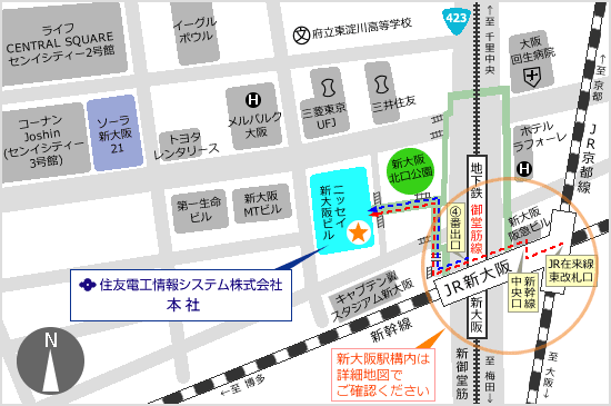 移転後の本社周辺地図