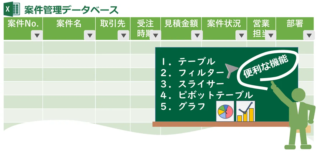 エクセルデータベースの便利な機能