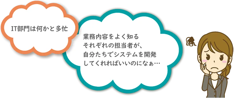 IT部門は何かと多忙。業務内容をよく知るそれぞれの担当者が、自分たちでシステムを開発してくれればいいのになぁ