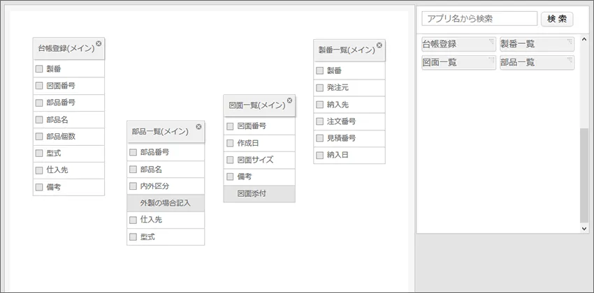 右のリストから、左にドラッグ&ドロップ