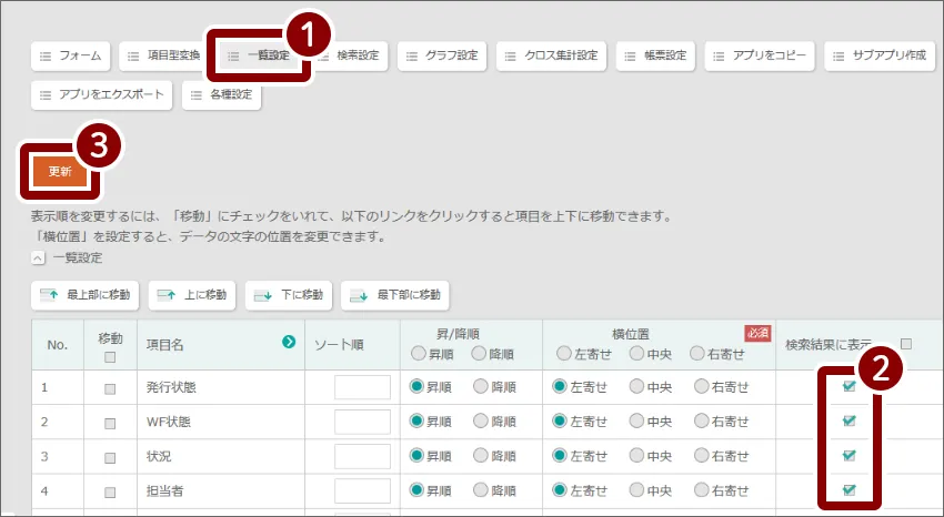 一覧画面にワークフロー項目を表示させる流れ