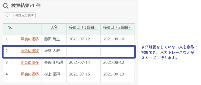 「職域接種報告(マスタ)」アプリ画面