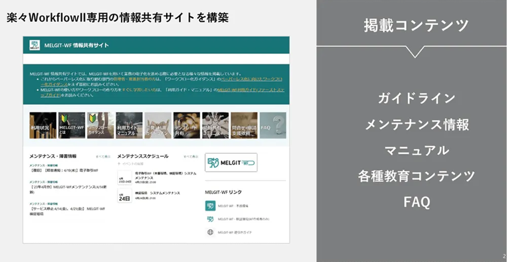 楽々WorkflowIIの情報共有サイト